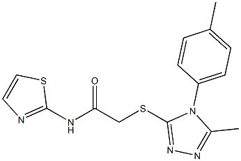 2-[[5-methyl-4-(4-methylphenyl)-1,2,4-triazol-3-yl]sulfanyl]-N-(1,3-thiazol-2-yl)acetamide Struktur