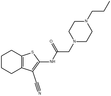 N-(3-cyano-4,5,6,7-tetrahydro-1-benzothiophen-2-yl)-2-(4-propylpiperazin-1-yl)acetamide Struktur