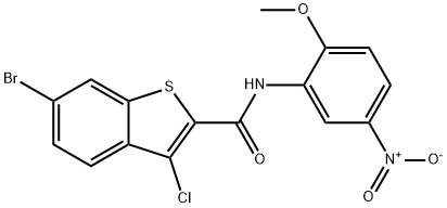 6-bromo-3-chloro-N-(2-methoxy-5-nitrophenyl)-1-benzothiophene-2-carboxamide Struktur