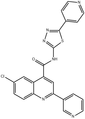 6-chloro-2-pyridin-3-yl-N-(5-pyridin-4-yl-1,3,4-thiadiazol-2-yl)quinoline-4-carboxamide Struktur