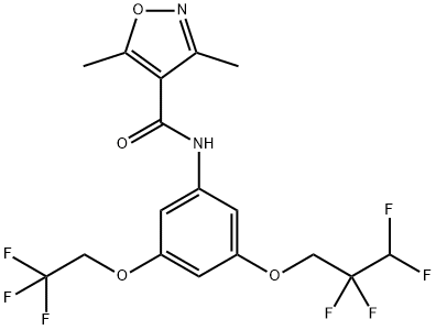 3,5-dimethyl-N-[3-(2,2,3,3-tetrafluoropropoxy)-5-(2,2,2-trifluoroethoxy)phenyl]-1,2-oxazole-4-carboxamide Struktur