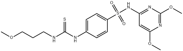 1-[4-[(2,6-dimethoxypyrimidin-4-yl)sulfamoyl]phenyl]-3-(3-methoxypropyl)thiourea Struktur