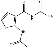 2-acetamido-N-carbamoylthiophene-3-carboxamide Struktur