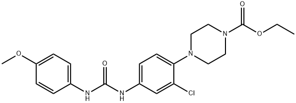 ethyl 4-[2-chloro-4-[(4-methoxyphenyl)carbamoylamino]phenyl]piperazine-1-carboxylate Struktur