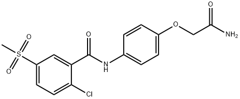 N-[4-(2-amino-2-oxoethoxy)phenyl]-2-chloro-5-methylsulfonylbenzamide Struktur