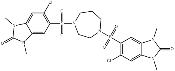 5-chloro-6-[[4-(6-chloro-1,3-dimethyl-2-oxobenzimidazol-5-yl)sulfonyl-1,4-diazepan-1-yl]sulfonyl]-1,3-dimethylbenzimidazol-2-one Struktur