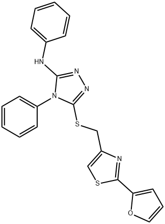 5-[[2-(furan-2-yl)-1,3-thiazol-4-yl]methylsulfanyl]-N,4-diphenyl-1,2,4-triazol-3-amine Struktur