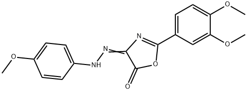 (4E)-2-(3,4-dimethoxyphenyl)-4-[(4-methoxyphenyl)hydrazinylidene]-1,3-oxazol-5-one Struktur