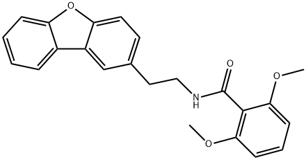 N-(2-dibenzofuran-2-ylethyl)-2,6-dimethoxybenzamide Struktur