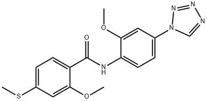 2-methoxy-N-[2-methoxy-4-(tetrazol-1-yl)phenyl]-4-methylsulfanylbenzamide Struktur