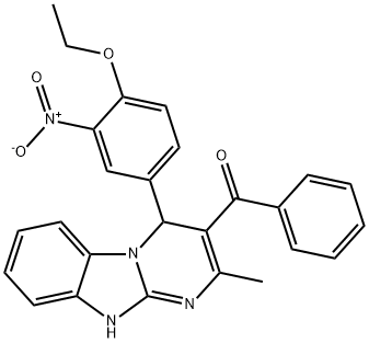 [4-(4-ethoxy-3-nitrophenyl)-2-methyl-1,4-dihydropyrimido[1,2-a]benzimidazol-3-yl]-phenylmethanone Struktur