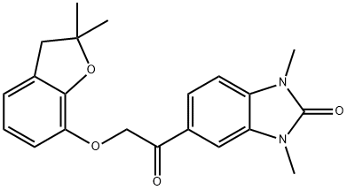 5-[2-[(2,2-dimethyl-3H-1-benzofuran-7-yl)oxy]acetyl]-1,3-dimethylbenzimidazol-2-one Struktur