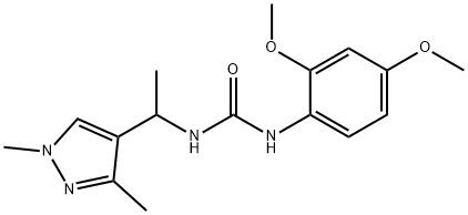 1-(2,4-dimethoxyphenyl)-3-[1-(1,3-dimethylpyrazol-4-yl)ethyl]urea Struktur