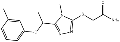 2-[[4-methyl-5-[1-(3-methylphenoxy)ethyl]-1,2,4-triazol-3-yl]sulfanyl]acetamide Struktur