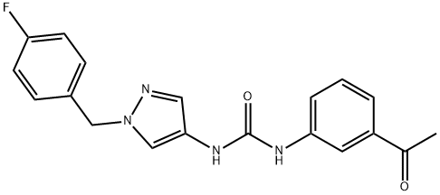 1-(3-acetylphenyl)-3-[1-[(4-fluorophenyl)methyl]pyrazol-4-yl]urea Struktur