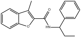 3-methyl-N-(1-phenylpropyl)-1-benzofuran-2-carboxamide Struktur