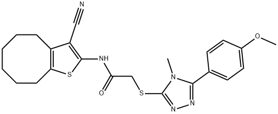 N-(3-cyano-4,5,6,7,8,9-hexahydrocycloocta[b]thiophen-2-yl)-2-[[5-(4-methoxyphenyl)-4-methyl-1,2,4-triazol-3-yl]sulfanyl]acetamide Struktur