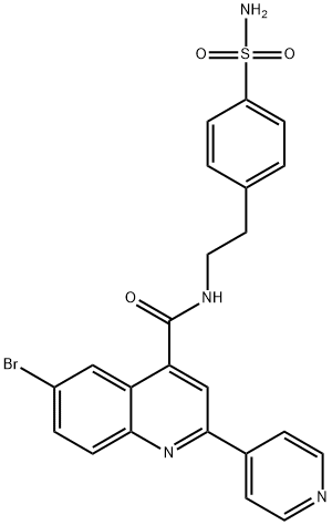 6-bromo-2-pyridin-4-yl-N-[2-(4-sulfamoylphenyl)ethyl]quinoline-4-carboxamide Struktur