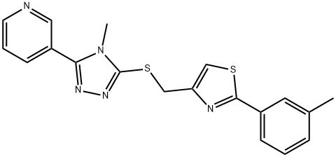 2-(3-methylphenyl)-4-[(4-methyl-5-pyridin-3-yl-1,2,4-triazol-3-yl)sulfanylmethyl]-1,3-thiazole Struktur