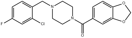 1,3-benzodioxol-5-yl-[4-[(2-chloro-4-fluorophenyl)methyl]piperazin-1-yl]methanone Struktur