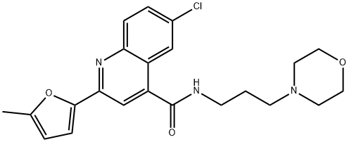 6-chloro-2-(5-methylfuran-2-yl)-N-(3-morpholin-4-ylpropyl)quinoline-4-carboxamide Struktur