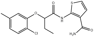 2-[2-(2-chloro-5-methylphenoxy)butanoylamino]thiophene-3-carboxamide Struktur