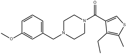 (4-ethyl-5-methylthiophen-3-yl)-[4-[(3-methoxyphenyl)methyl]piperazin-1-yl]methanone Struktur