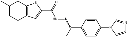 N-[(E)-1-(4-imidazol-1-ylphenyl)ethylideneamino]-6-methyl-4,5,6,7-tetrahydro-1-benzothiophene-2-carboxamide Struktur