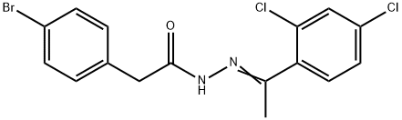 2-(4-bromophenyl)-N-[(E)-1-(2,4-dichlorophenyl)ethylideneamino]acetamide Struktur