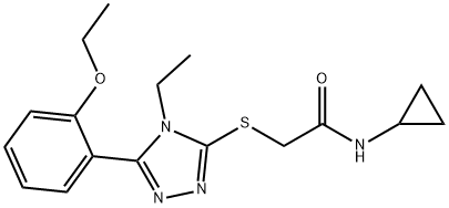 N-cyclopropyl-2-[[5-(2-ethoxyphenyl)-4-ethyl-1,2,4-triazol-3-yl]sulfanyl]acetamide Struktur