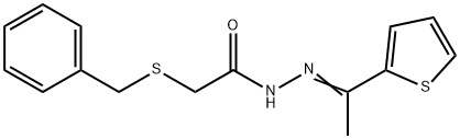 2-benzylsulfanyl-N-[(E)-1-thiophen-2-ylethylideneamino]acetamide Struktur