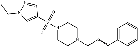 1-(1-ethylpyrazol-4-yl)sulfonyl-4-[(E)-3-phenylprop-2-enyl]piperazine Struktur