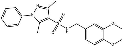 N-[(3,4-dimethoxyphenyl)methyl]-3,5-dimethyl-1-phenylpyrazole-4-sulfonamide Struktur