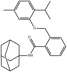 N-(1-adamantyl)-2-[(5-methyl-2-propan-2-ylphenoxy)methyl]benzamide Struktur