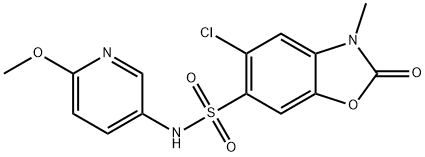 5-chloro-N-(6-methoxypyridin-3-yl)-3-methyl-2-oxo-1,3-benzoxazole-6-sulfonamide Struktur