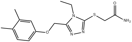 2-[[5-[(3,4-dimethylphenoxy)methyl]-4-ethyl-1,2,4-triazol-3-yl]sulfanyl]acetamide Struktur