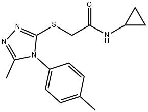 N-cyclopropyl-2-[[5-methyl-4-(4-methylphenyl)-1,2,4-triazol-3-yl]sulfanyl]acetamide Struktur