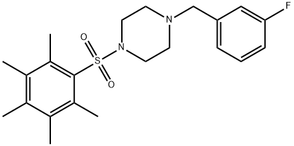 1-[(3-fluorophenyl)methyl]-4-(2,3,4,5,6-pentamethylphenyl)sulfonylpiperazine Struktur