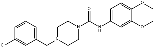 4-[(3-chlorophenyl)methyl]-N-(3,4-dimethoxyphenyl)piperazine-1-carboxamide Struktur