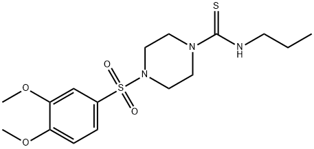 4-(3,4-dimethoxyphenyl)sulfonyl-N-propylpiperazine-1-carbothioamide Struktur