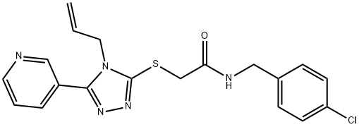 N-[(4-chlorophenyl)methyl]-2-[(4-prop-2-enyl-5-pyridin-3-yl-1,2,4-triazol-3-yl)sulfanyl]acetamide Struktur