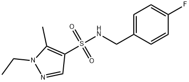 1-ethyl-N-[(4-fluorophenyl)methyl]-5-methylpyrazole-4-sulfonamide Struktur