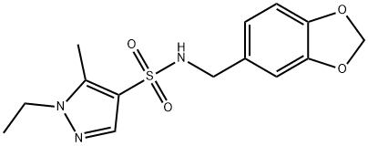 N-(1,3-benzodioxol-5-ylmethyl)-1-ethyl-5-methylpyrazole-4-sulfonamide Structure