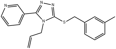 3-[5-[(3-methylphenyl)methylsulfanyl]-4-prop-2-enyl-1,2,4-triazol-3-yl]pyridine Struktur