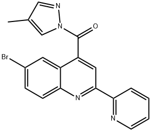 (6-bromo-2-pyridin-2-ylquinolin-4-yl)-(4-methylpyrazol-1-yl)methanone Struktur