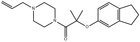 2-(2,3-dihydro-1H-inden-5-yloxy)-2-methyl-1-(4-prop-2-enylpiperazin-1-yl)propan-1-one Struktur