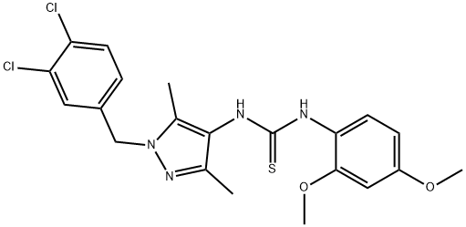 1-[1-[(3,4-dichlorophenyl)methyl]-3,5-dimethylpyrazol-4-yl]-3-(2,4-dimethoxyphenyl)thiourea Struktur