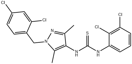 1-(2,3-dichlorophenyl)-3-[1-[(2,4-dichlorophenyl)methyl]-3,5-dimethylpyrazol-4-yl]thiourea Struktur