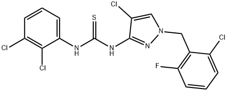 1-[4-chloro-1-[(2-chloro-6-fluorophenyl)methyl]pyrazol-3-yl]-3-(2,3-dichlorophenyl)thiourea Struktur