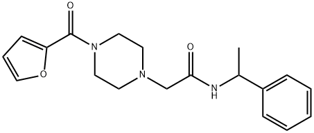 2-[4-(furan-2-carbonyl)piperazin-1-yl]-N-(1-phenylethyl)acetamide Struktur